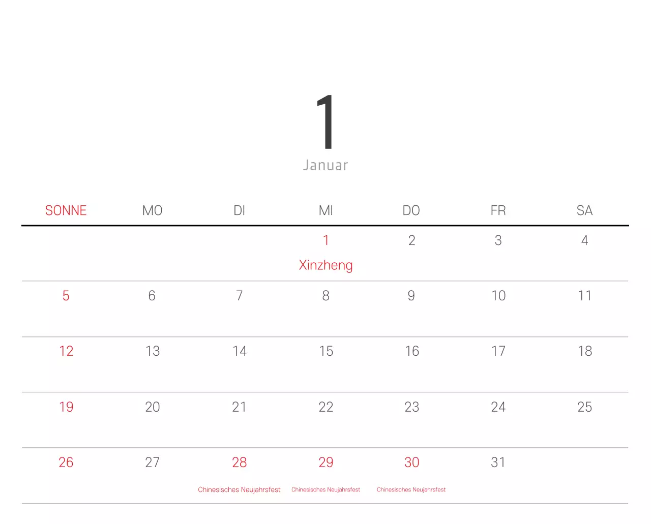 Weißer sauberer botanischer Naturkalender