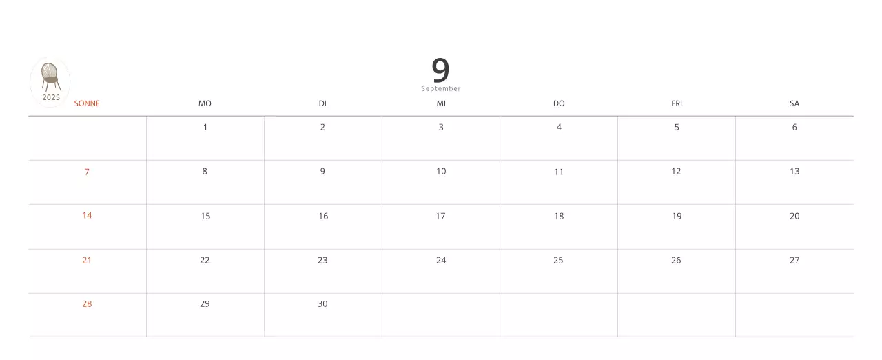 Beigefarbener minimalistischer Innenkalender