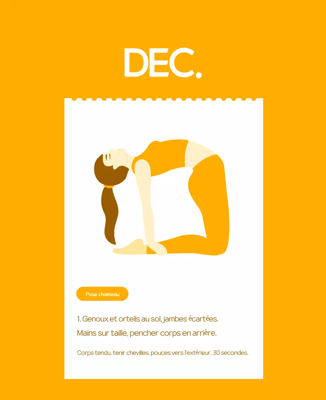 Calendrier promotionnel de yoga minimaliste orange