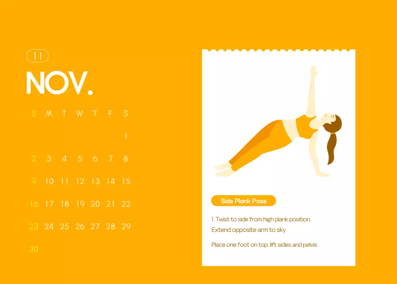 Kalender Promosi Yoga Minimalis Oranye