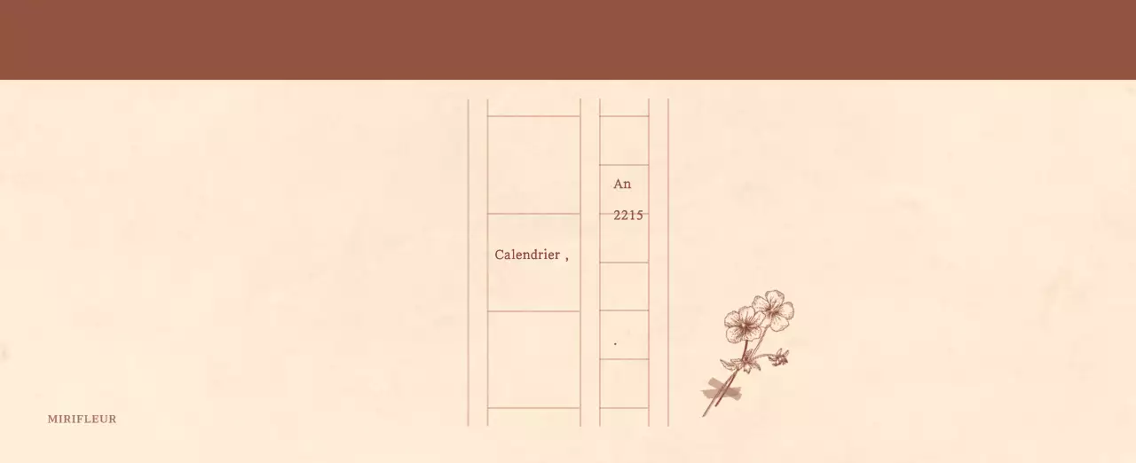 Calendrier sentimental de fleuriste en papier de laine marron clair et marron.