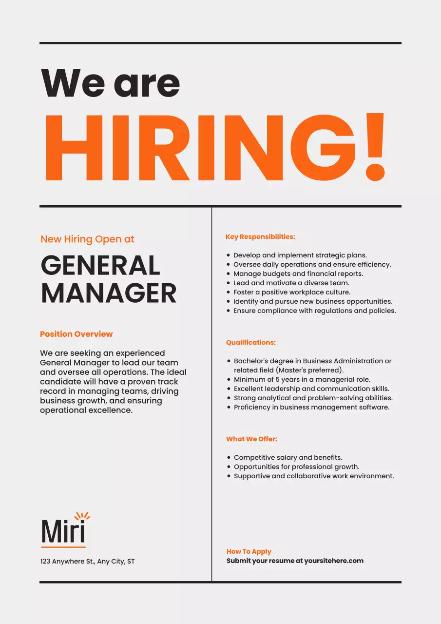 Orange Professional Job Posting Poster