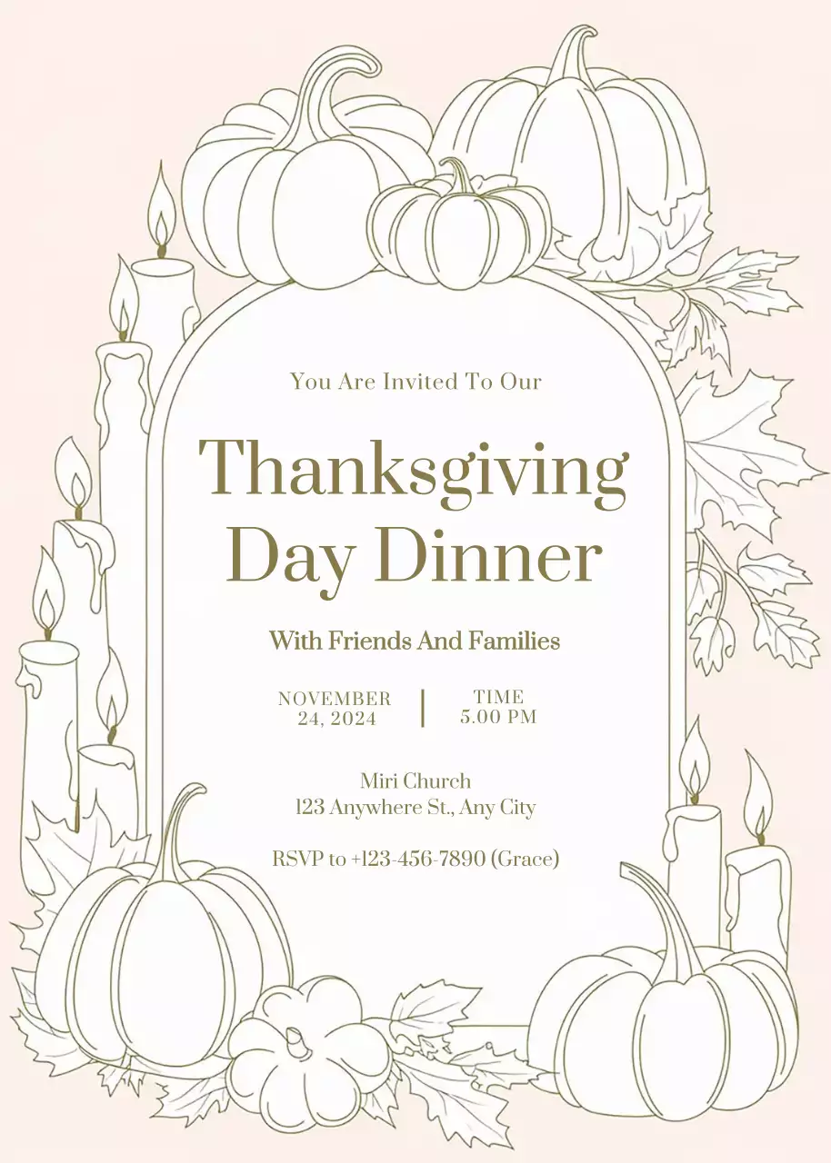 Beige Traditional Thanksgiving Invitation Poster