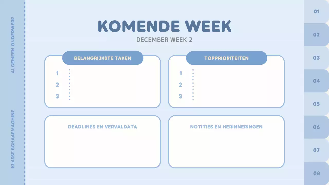 blauwe effen klassenplanner