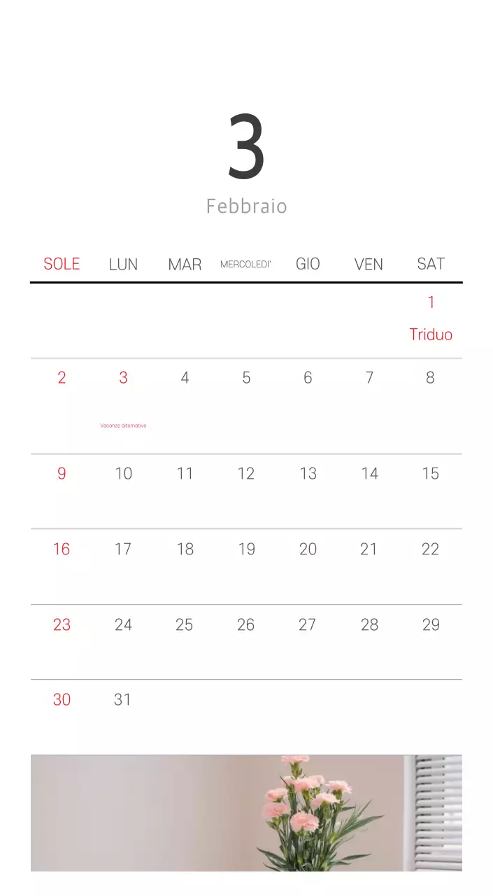 Calendario botanico naturale bianco e pulito