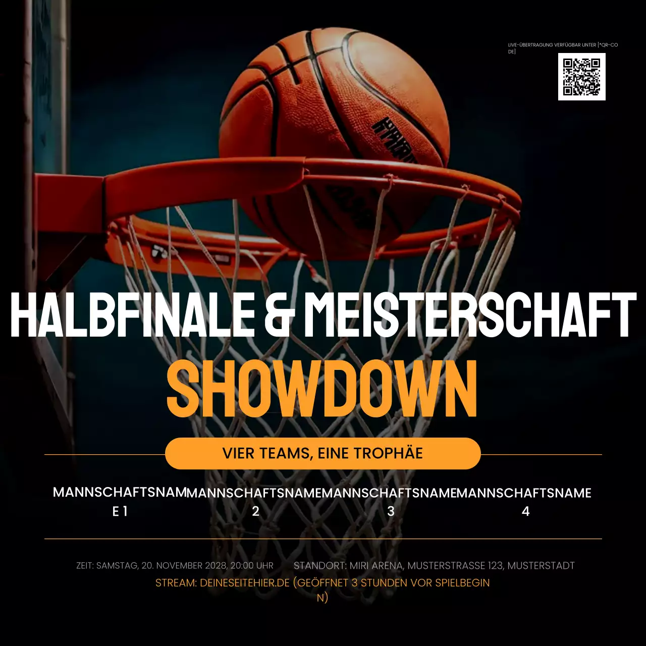 orange modern basketball event