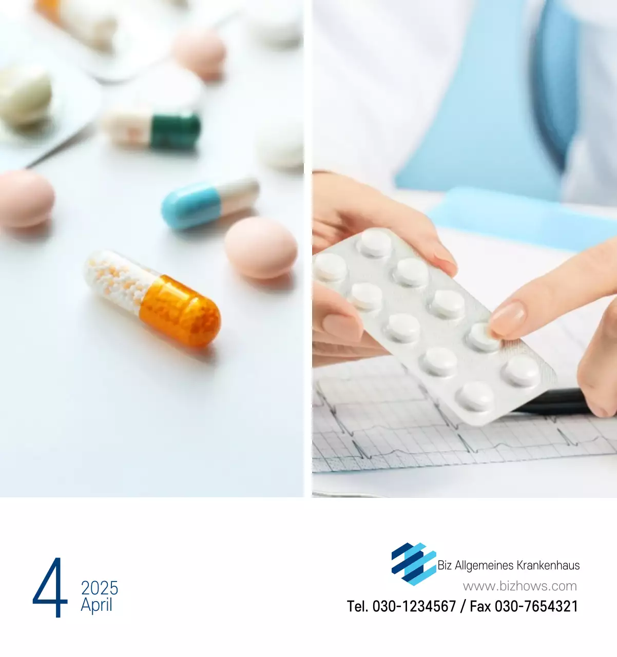 Marineblauer einfacher Krankenhaus-Werbekalender