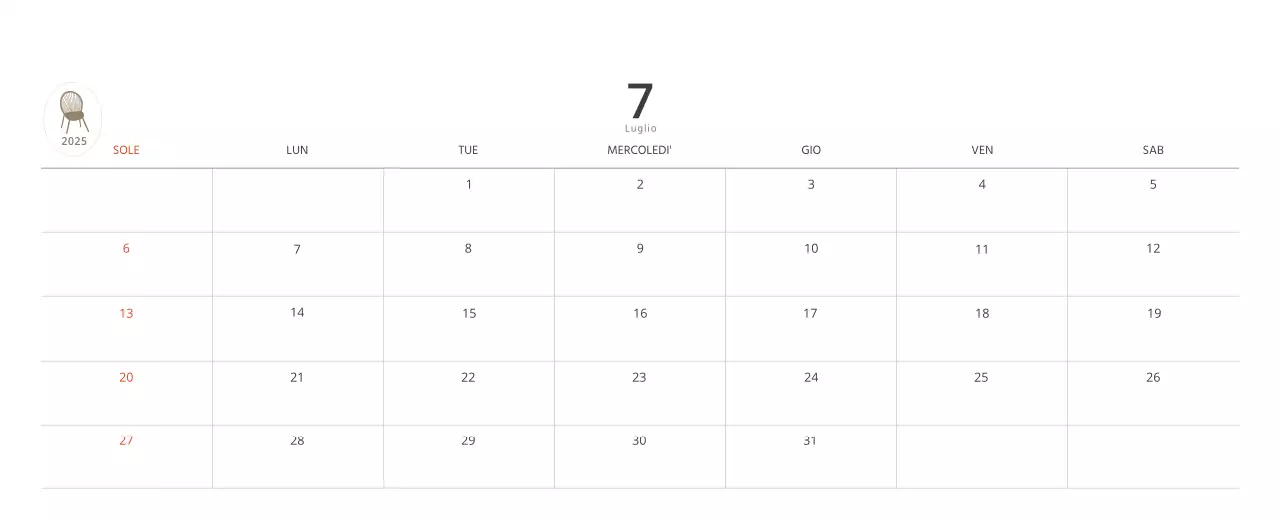Calendario interno minimalista beige