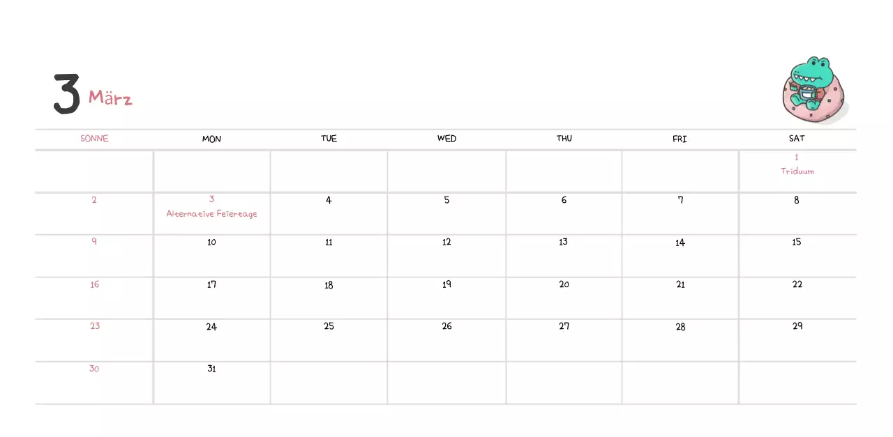 Ein Kalender mit einem niedlichen Ago-Illustrationskonzept