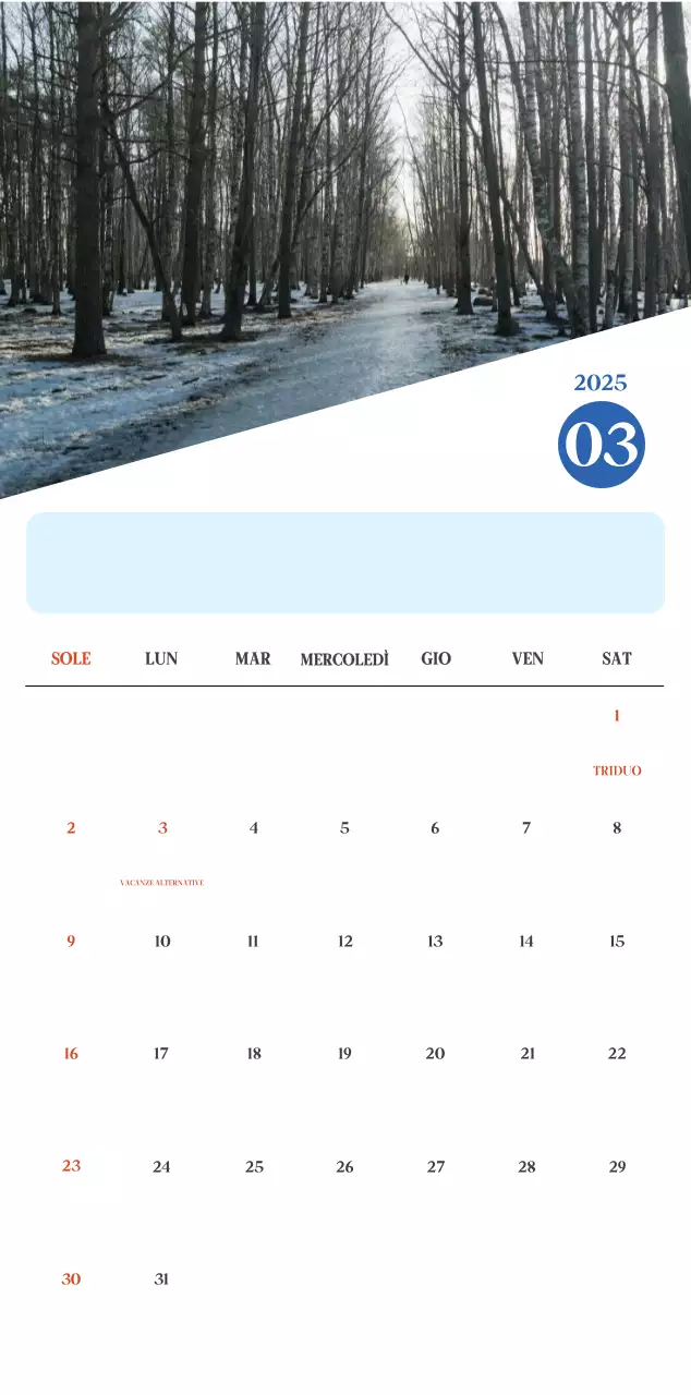 Calendario ospedaliero moderno blu