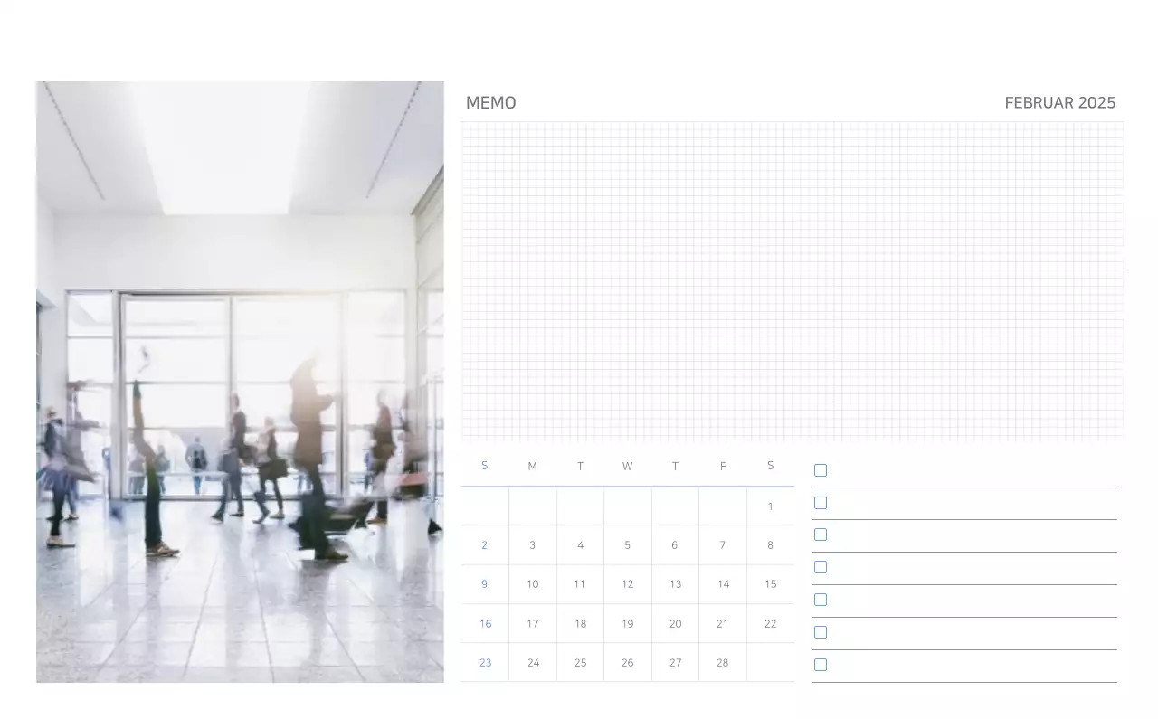 Blauer minimalistischer Kalender