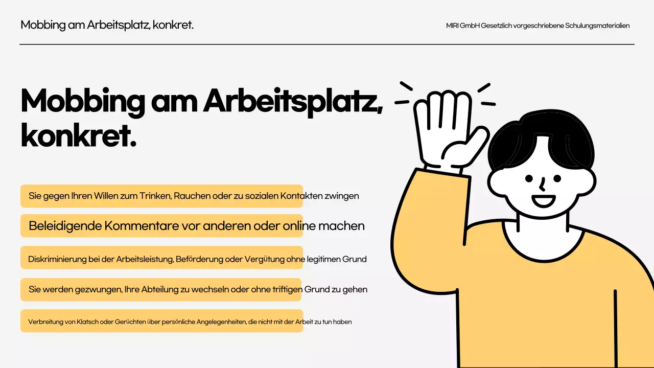 Schulung zur Prävention von Belästigung am Arbeitsplatz Gesetzlich vorgeschriebene Schulungen