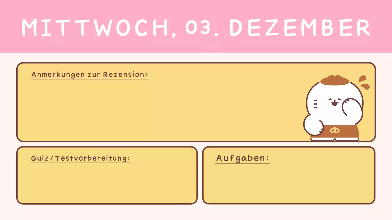 Einfache gelbe Klassenagenda für die Schule
