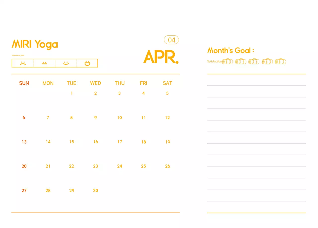 Kalender Promosi Yoga Minimalis Oranye