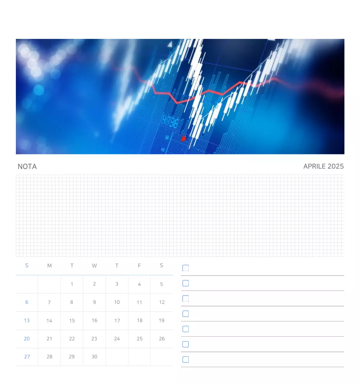 Calendario aziendale minimalista blu