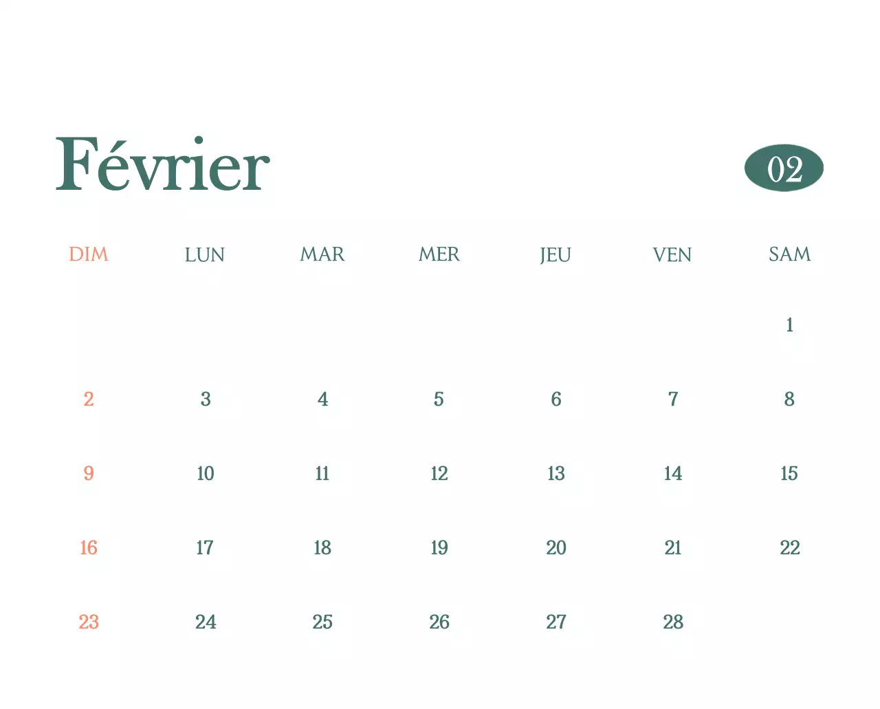 Un calendrier moderne pour les cafés avec des recommandations sur la boisson du mois.