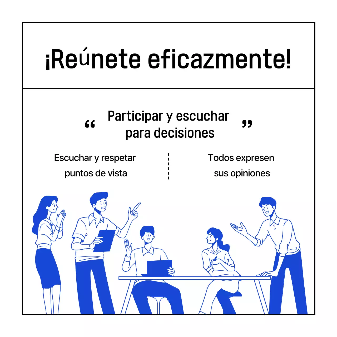 Reuniones de negocios modernas en el boletín azul