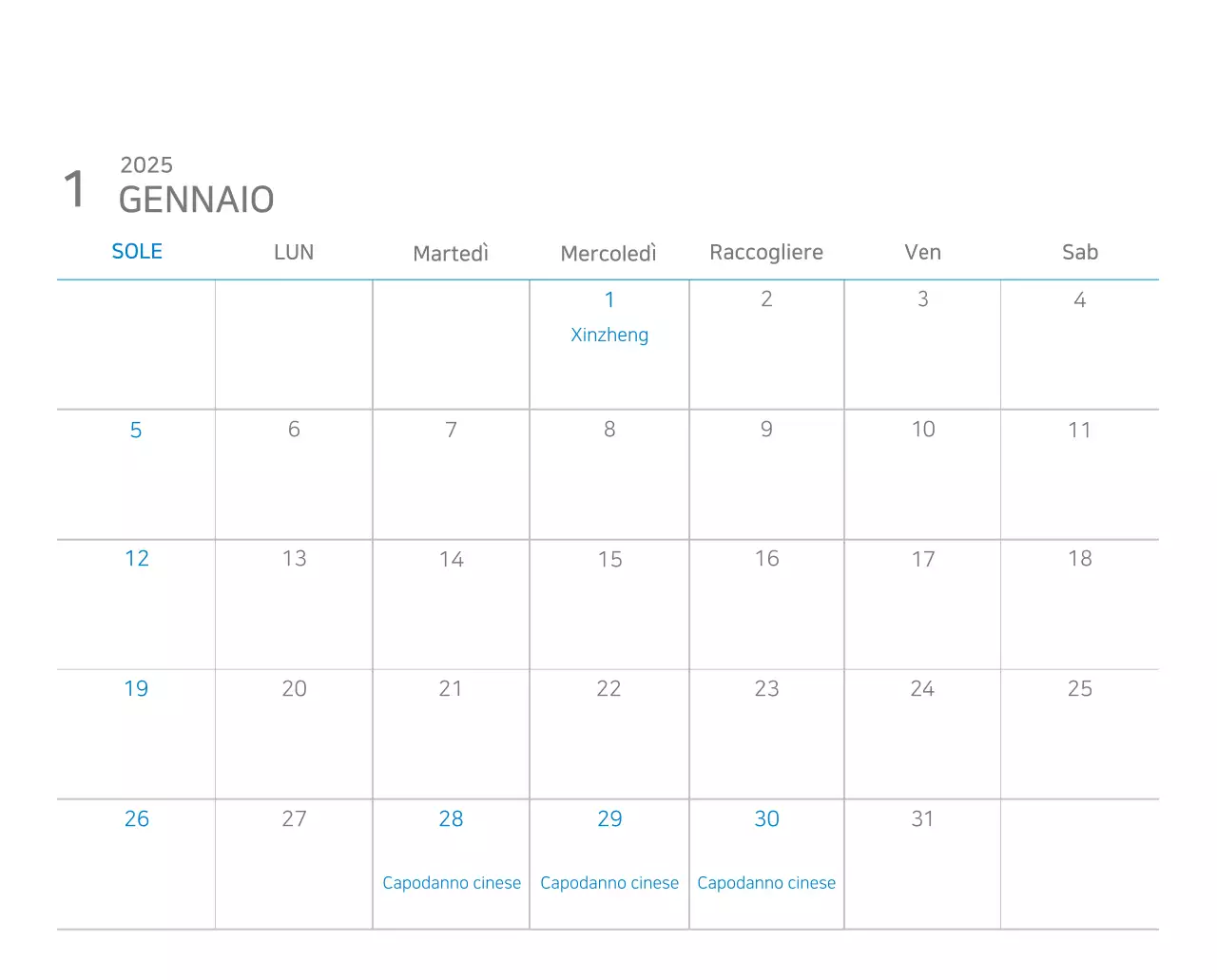 Calendario moderno blu Calendario moderno blu