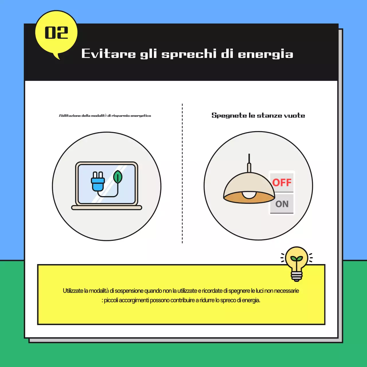 Una simpatica campagna di risparmio energetico in azzurro e verde