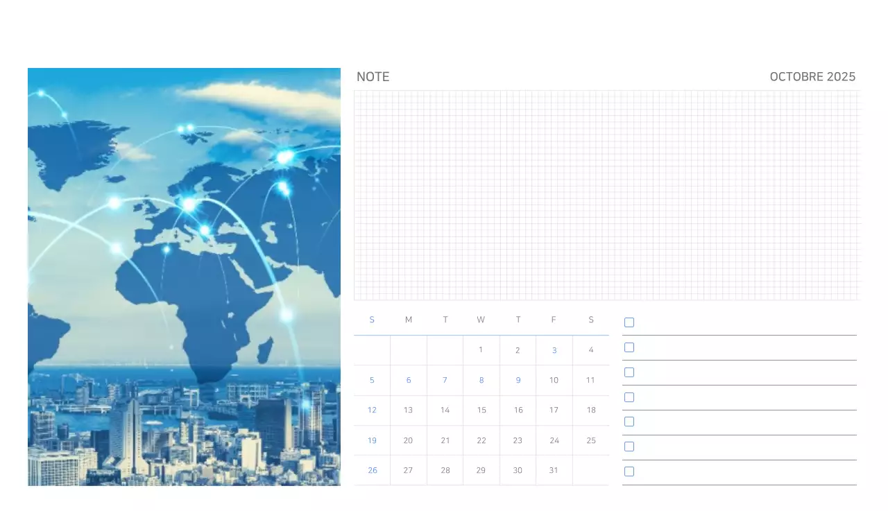 Calendrier moderne bleu Calendrier