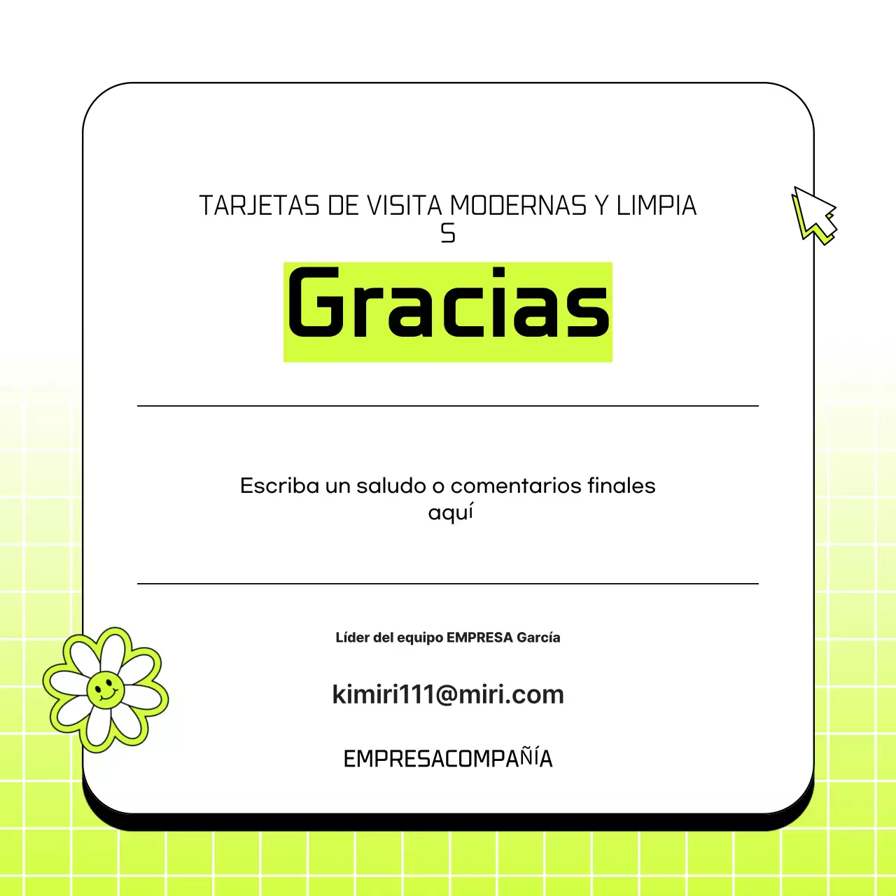 Carta de presentación sencilla en chartreuse y blanco