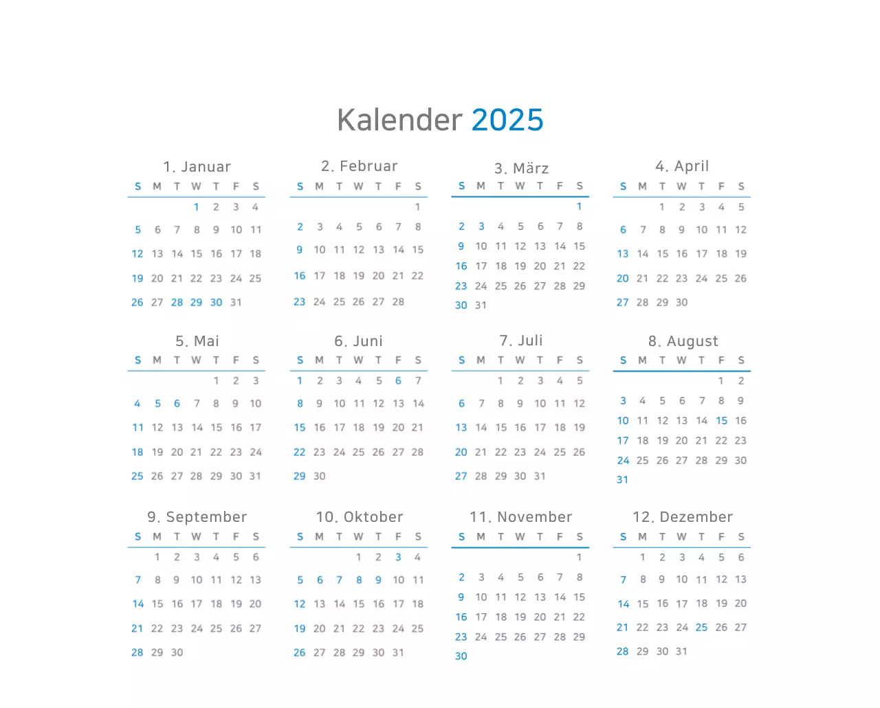Blauer moderner Kalender Kalender