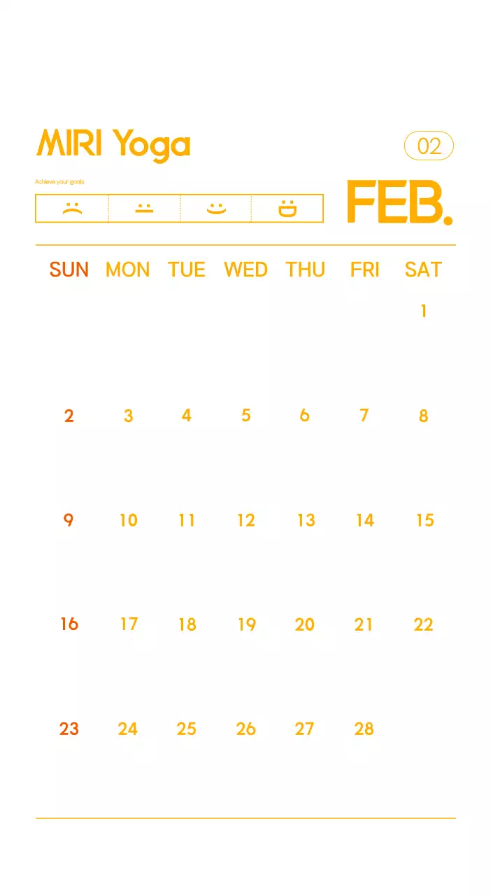Orange Minimalist Yoga Promotional Calendar