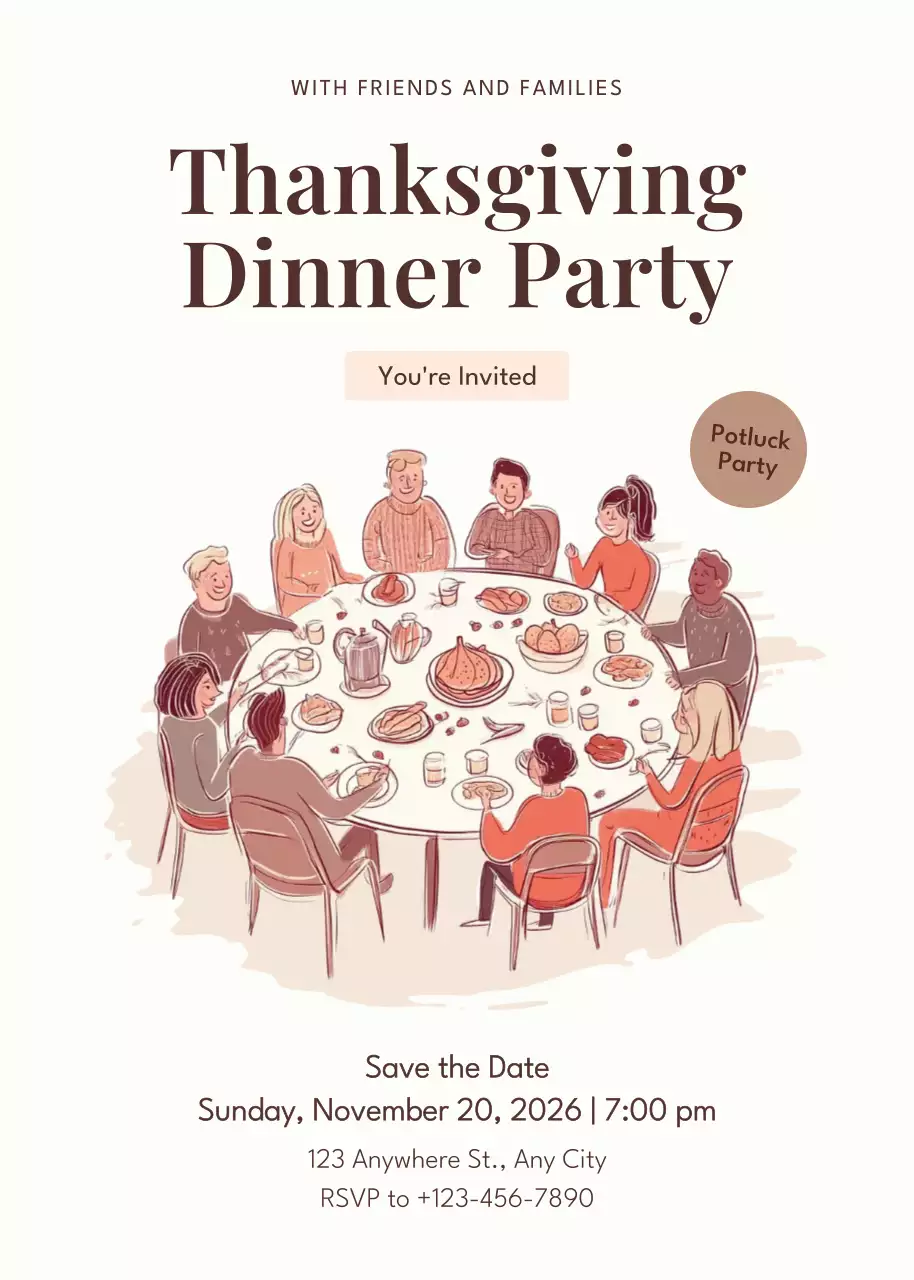 Beige Traditional Thanksgiving Invitation Poster