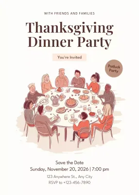 Beige Traditional Thanksgiving Invitation Poster