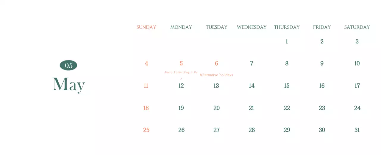 A modern cafe calendar with drink of the month recommendations