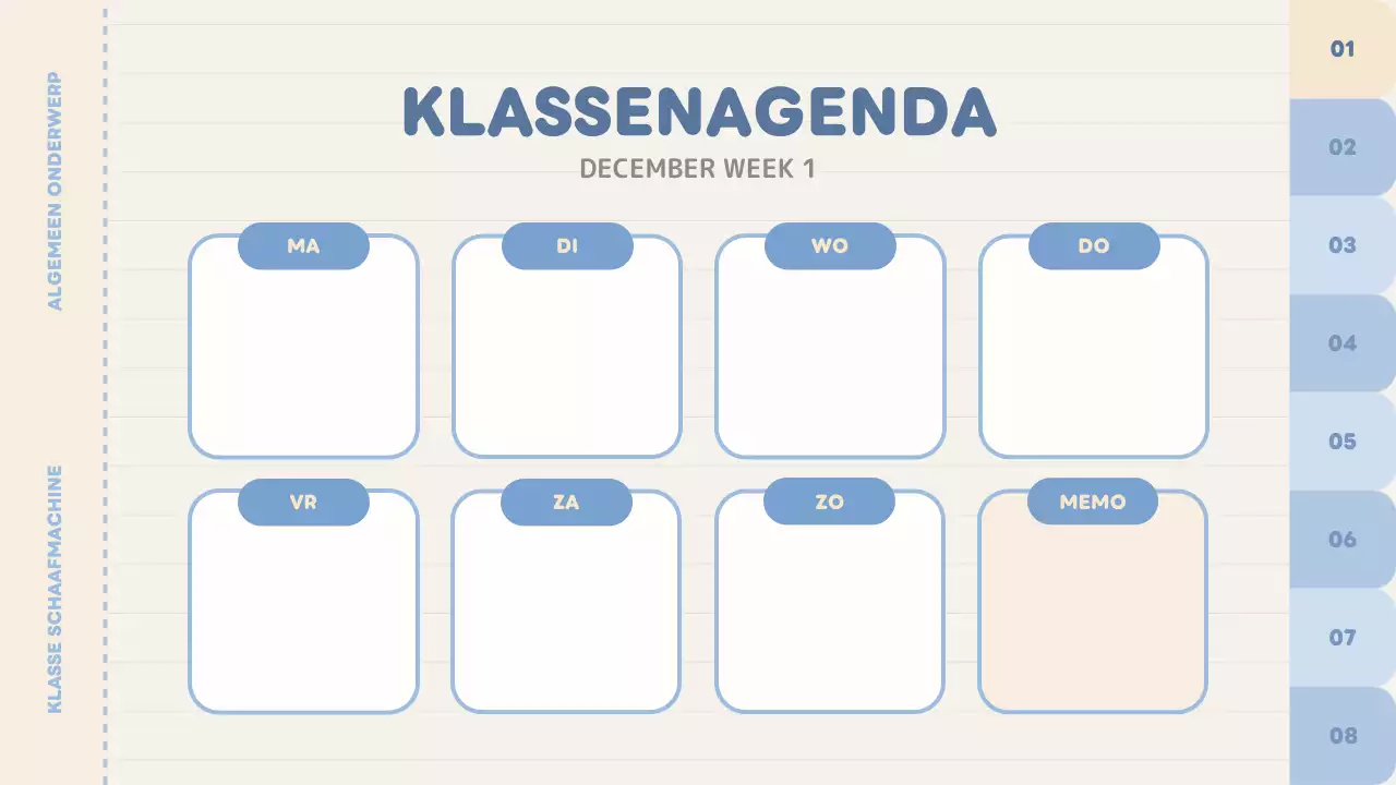 blauwe effen klassenplanner