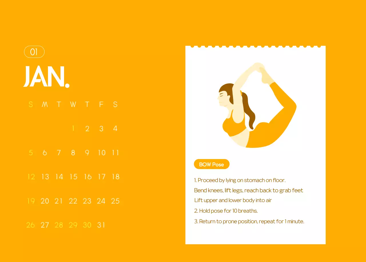 Kalender Promosi Yoga Minimalis Oranye