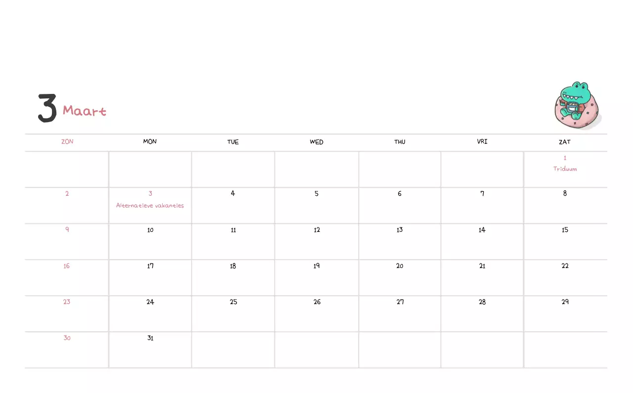 Een kalender met een schattig Ago-illustratieconcept