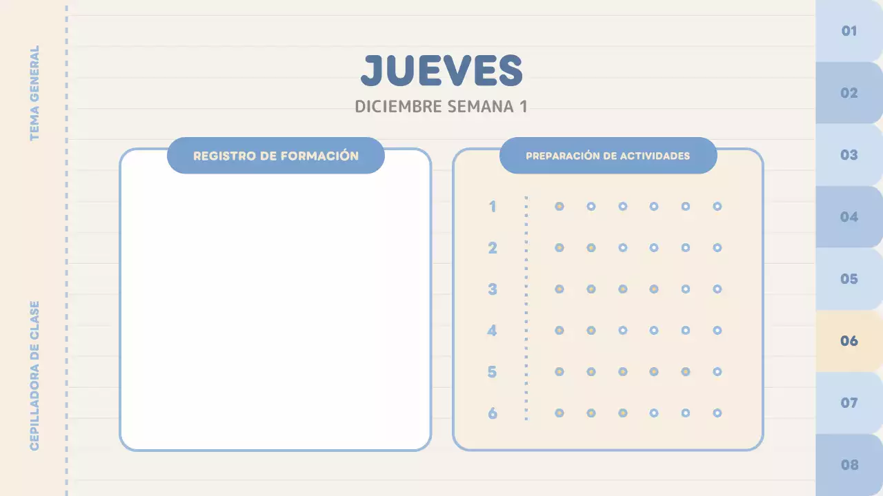 planificador de clases azul liso