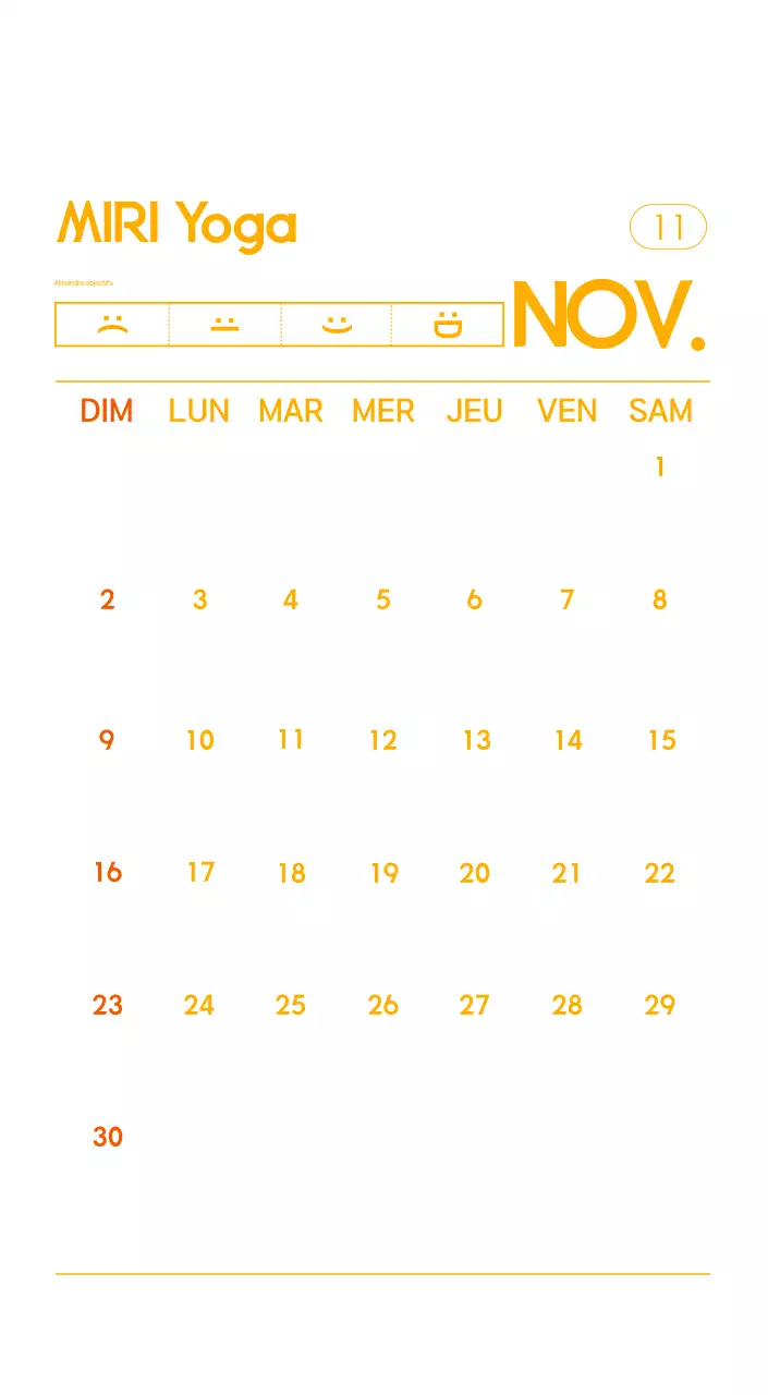 Calendrier promotionnel de yoga minimaliste orange