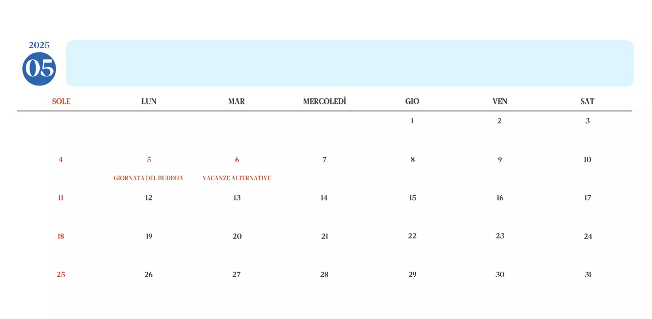 Calendario ospedaliero moderno blu