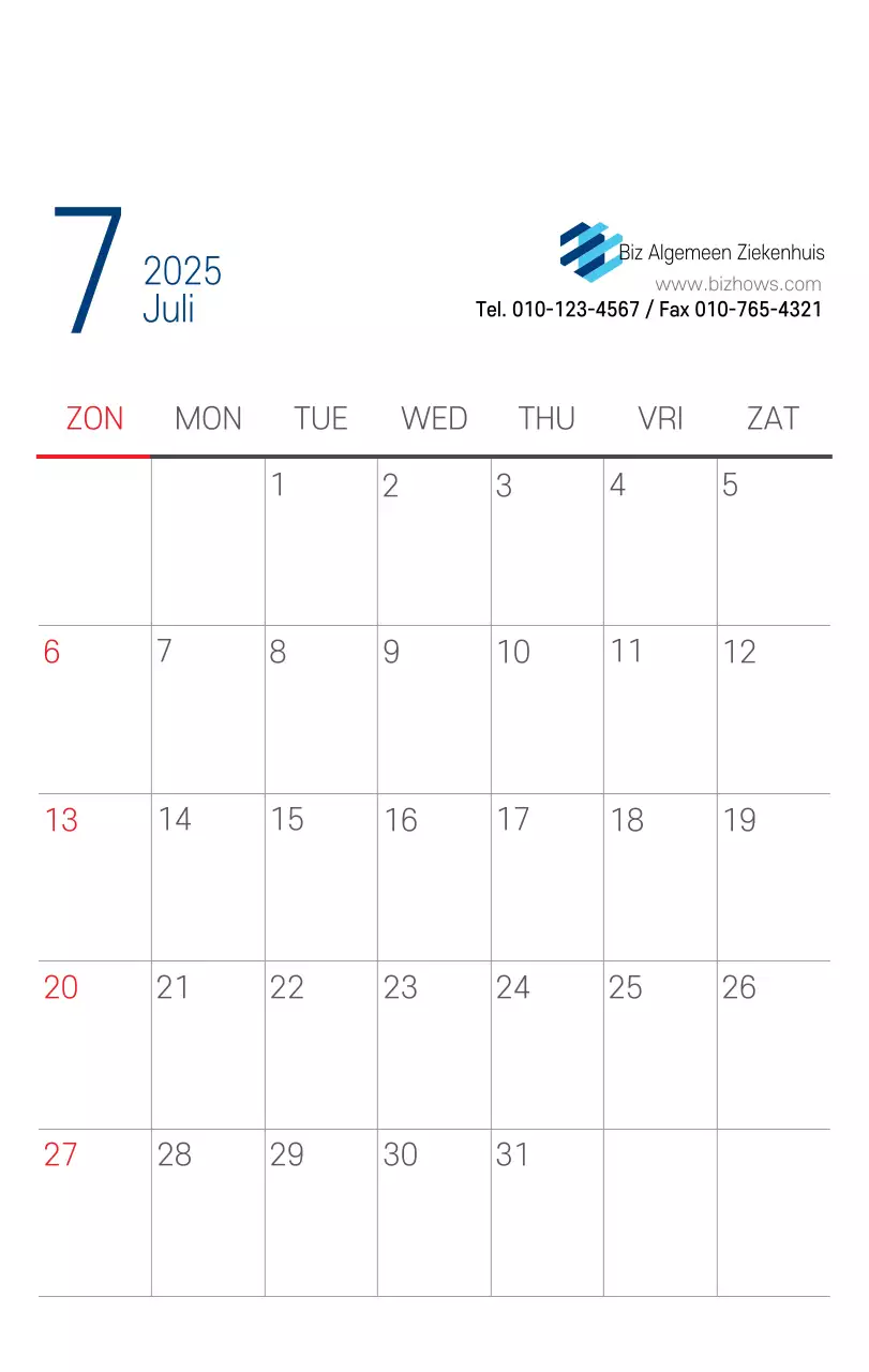 Navy Witte Eenvoudige Ziekenhuis Promotiekalender