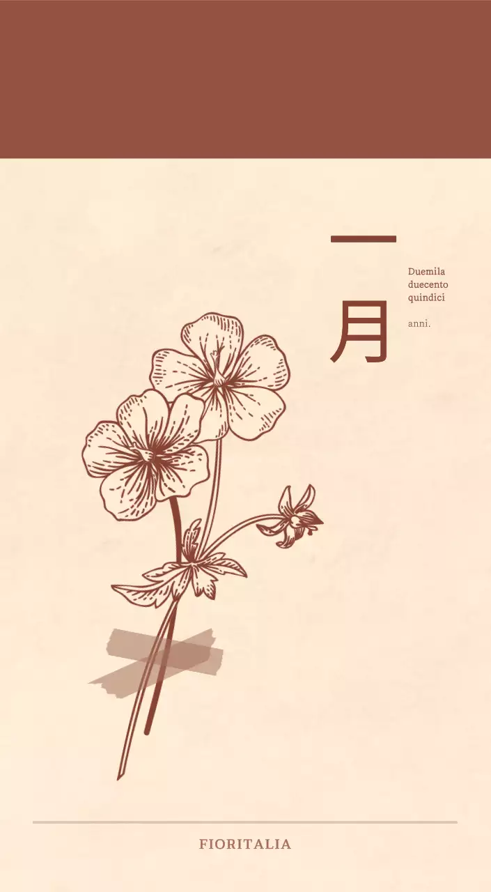 Un calendario sentimentale per fioristi in carta di lana marrone chiaro e marrone.