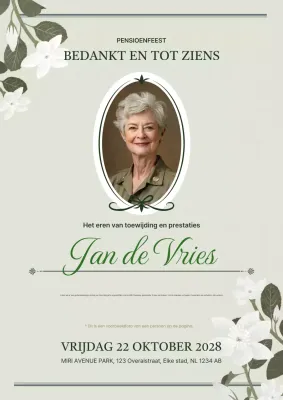 salie elegant pensioen uitnodiging