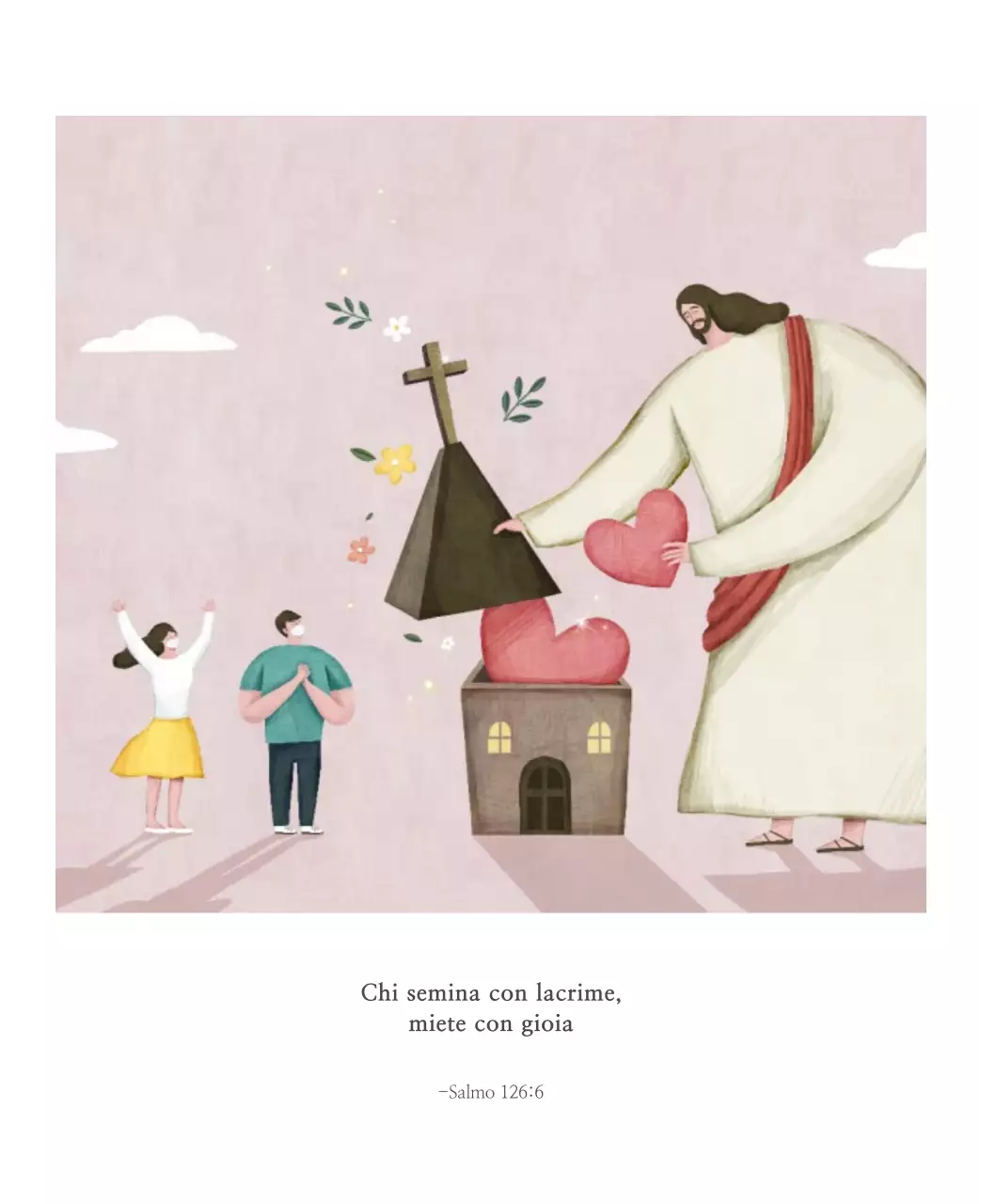 Chiesa illustrazione pulita pastello