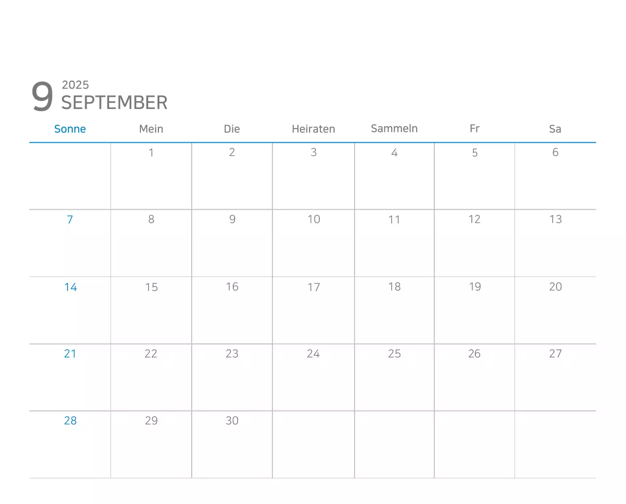 Blauer moderner Kalender Kalender