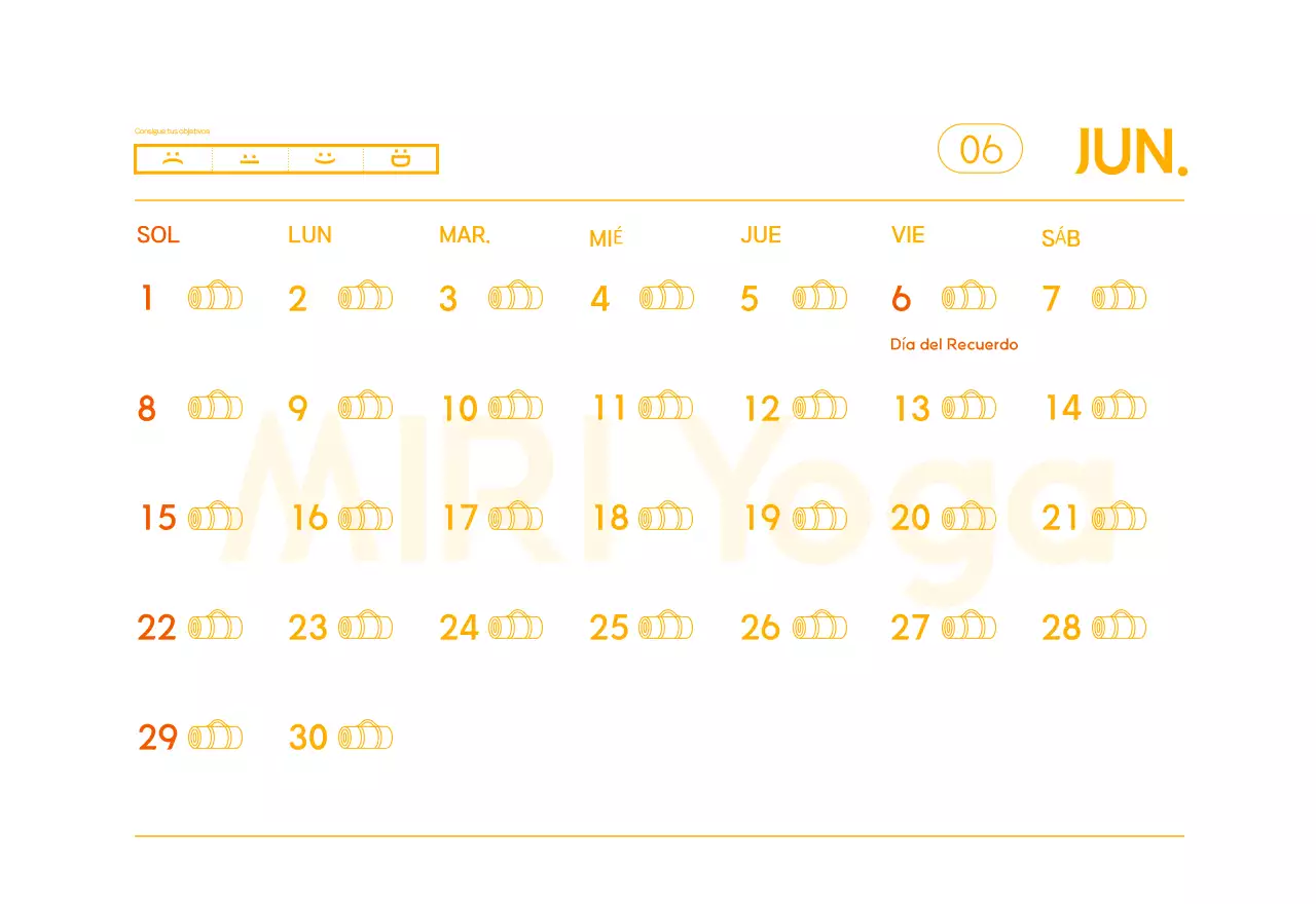 Calendario promocional de yoga minimalista naranja