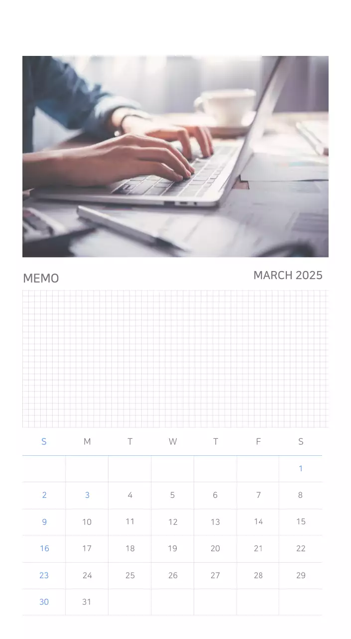 Blue Minimalist Calendar