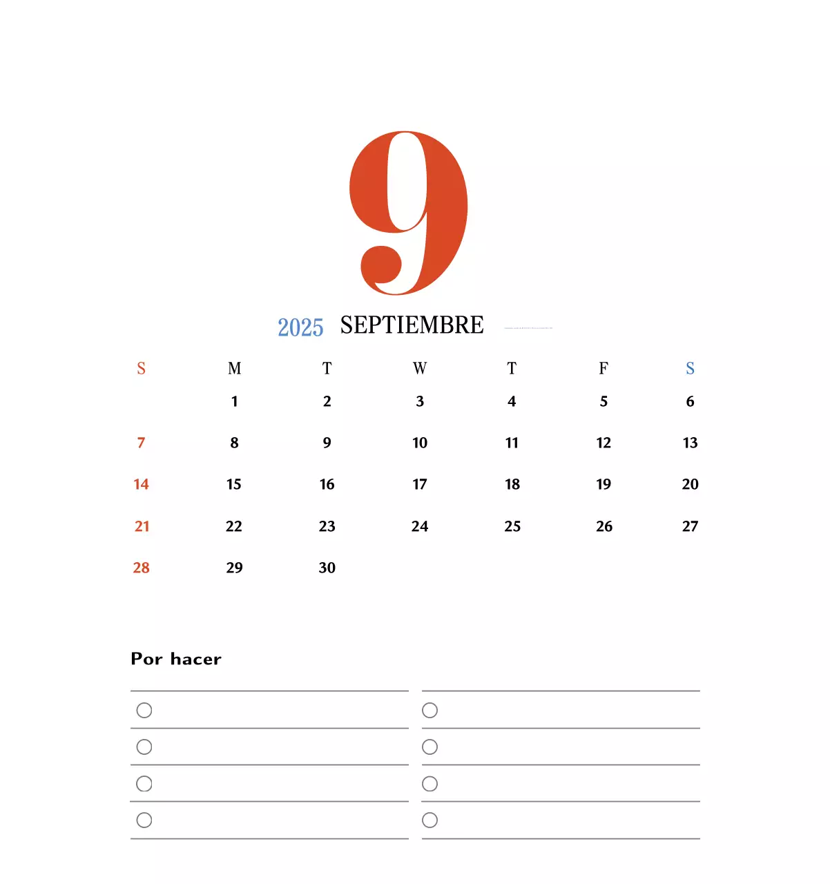 Calendario retro concept memory en rojo