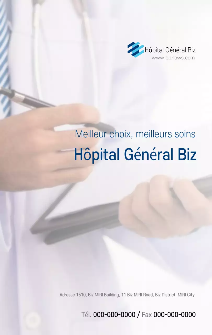 Calendrier promotionnel d'hôpital simple blanc marine