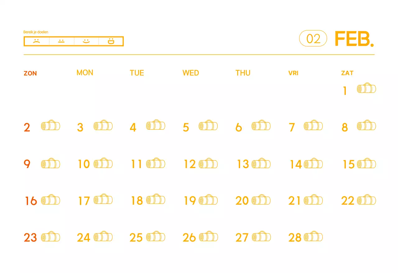 Oranje Minimalistische Yoga Promotiekalender