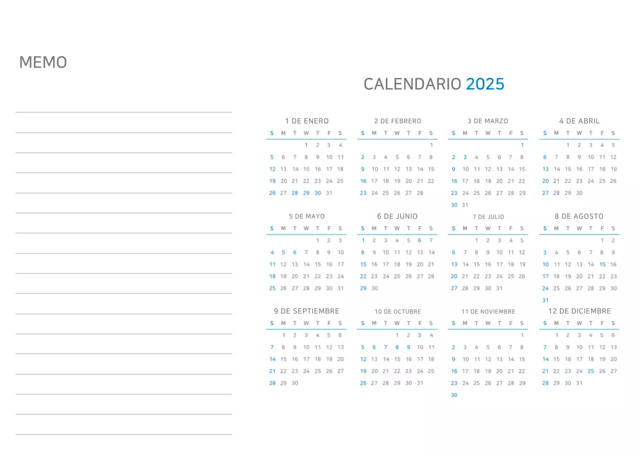 Calendario minimalista azul Promociones de empresa