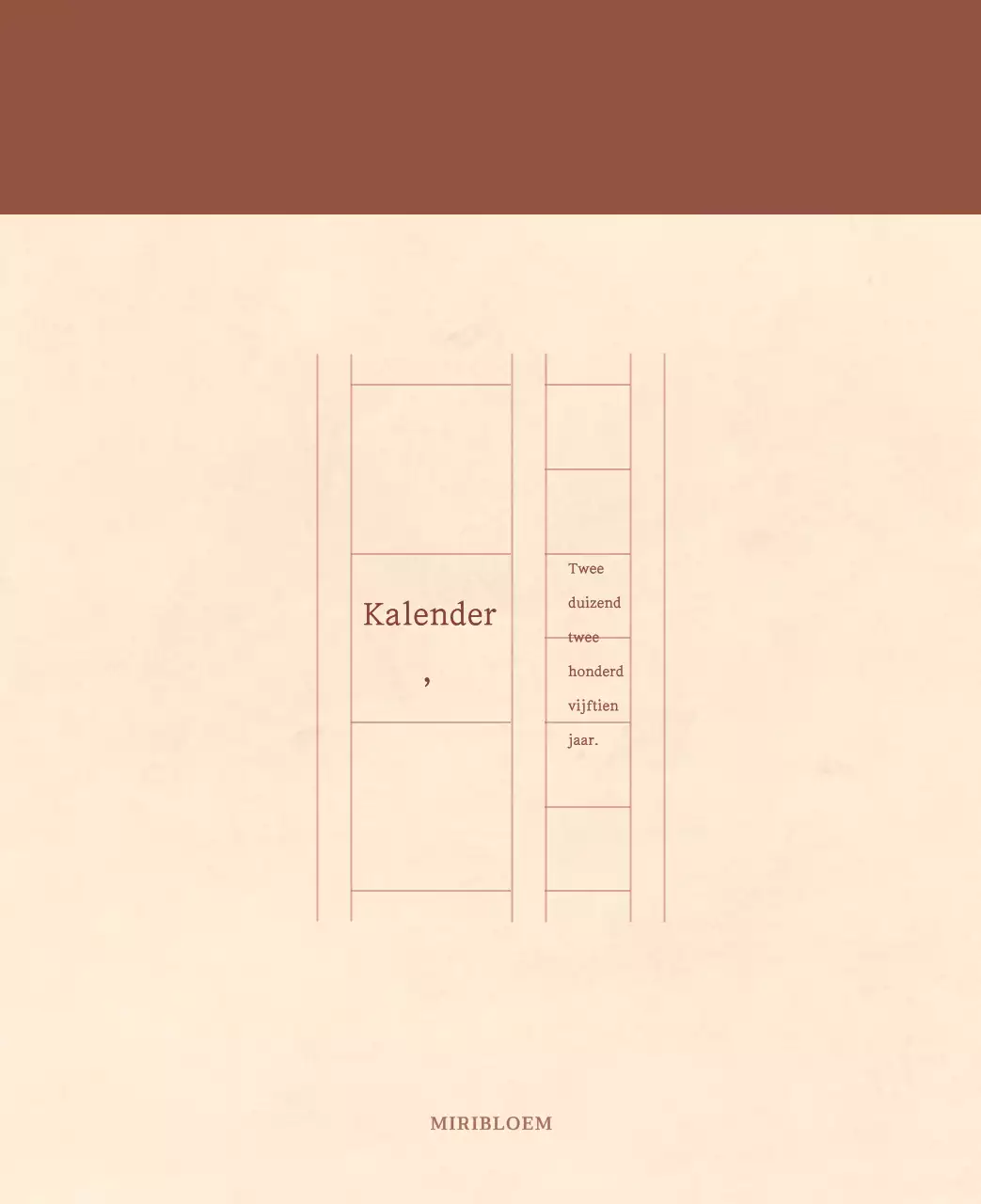 Een sentimentele bloemenkalender in lichtbruin en bruin wollen papierconcept