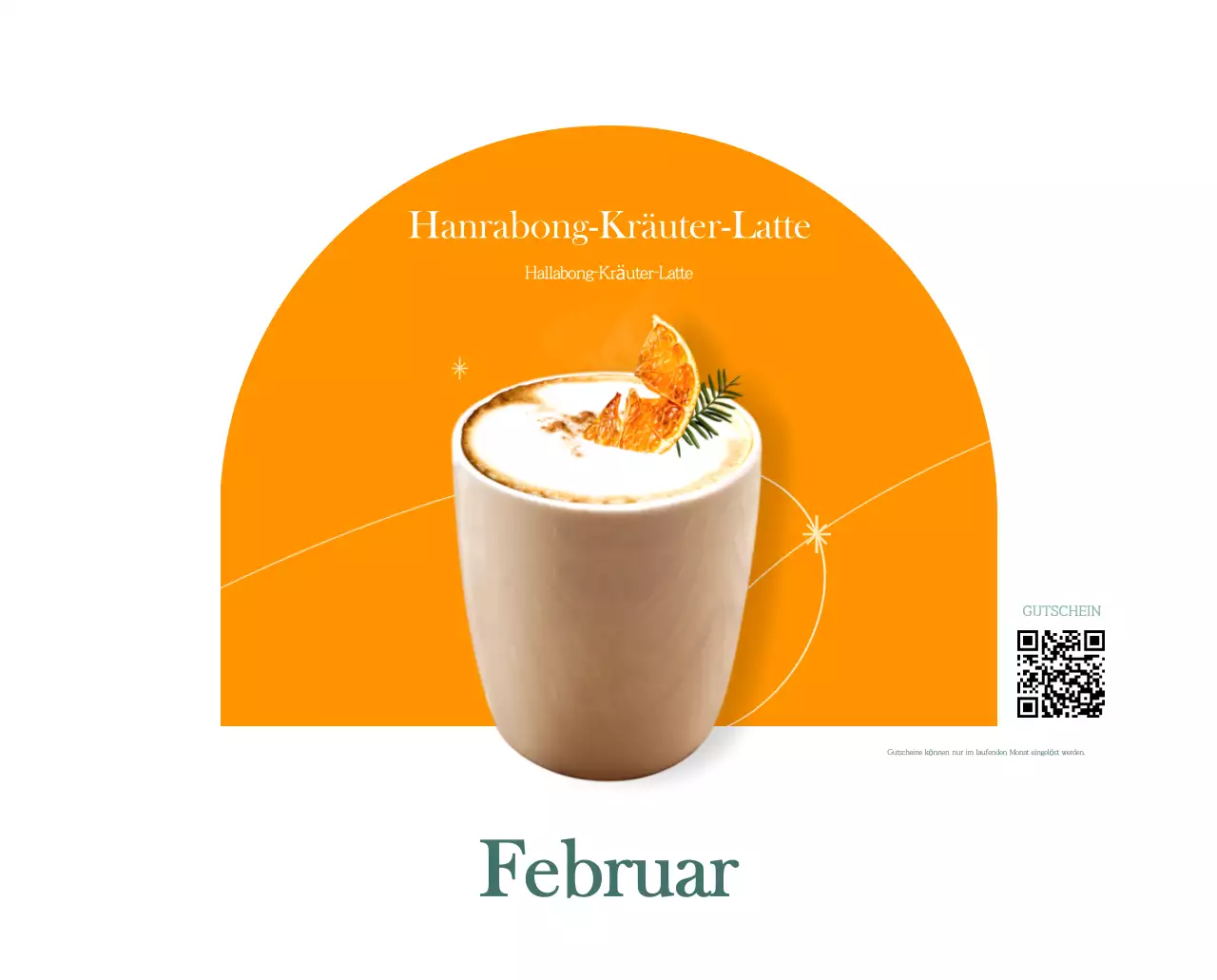 Ein moderner Café-Kalender mit Empfehlungen für das Getränk des Monats