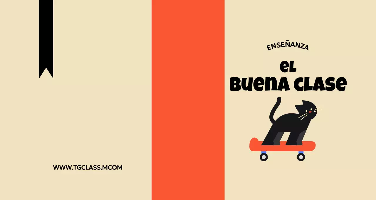 Anuncio escolar sencillo con ilustración de gato beige